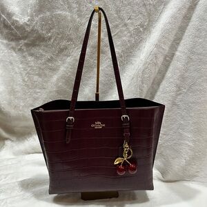 Coach Croc Mollie Tote CW018 Merlot $478 Excellent Condition